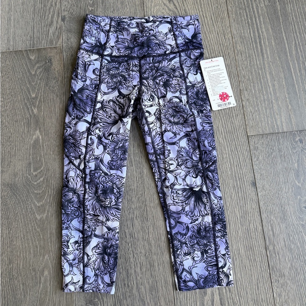 Lululemon Fast & Free Crop II *Nulux 19" in Hanakotoba Starlight Multi Size 4